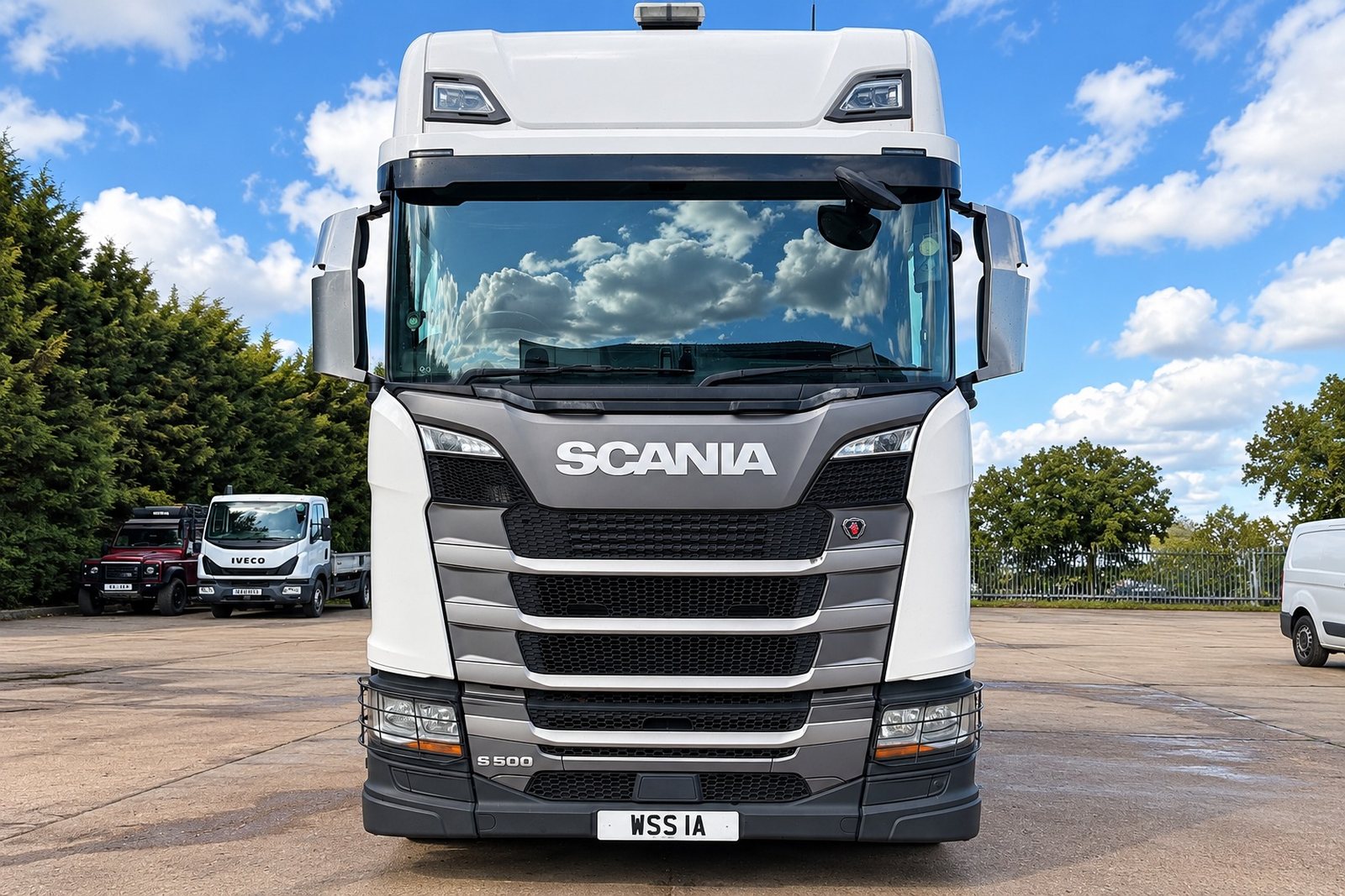 A Scania tractor unit in for work