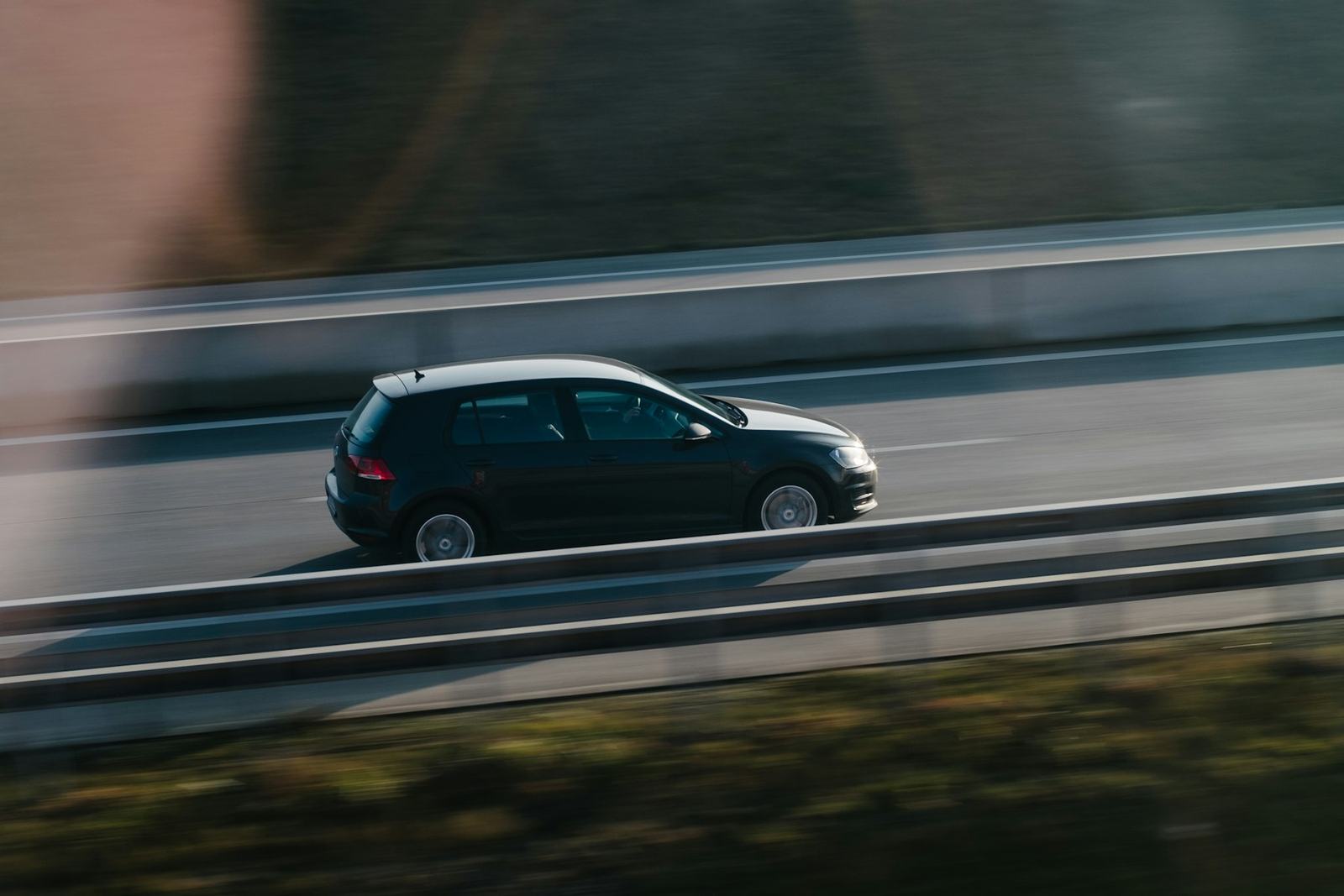 A car on the road at speed